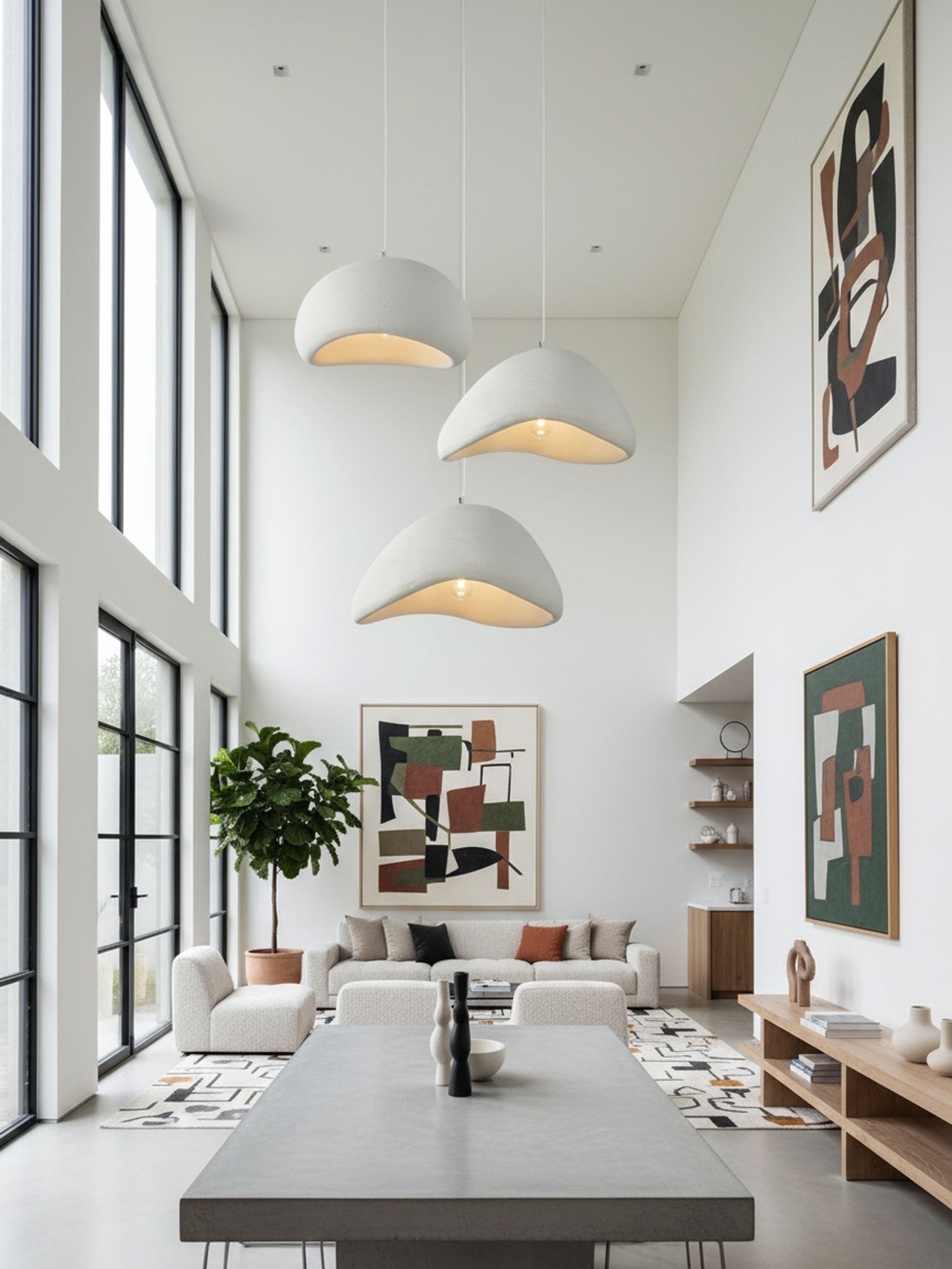 Moon Pendant Light LED 11.8 in Adjustable Grey White Indoor Ceiling Lamp | Thomler