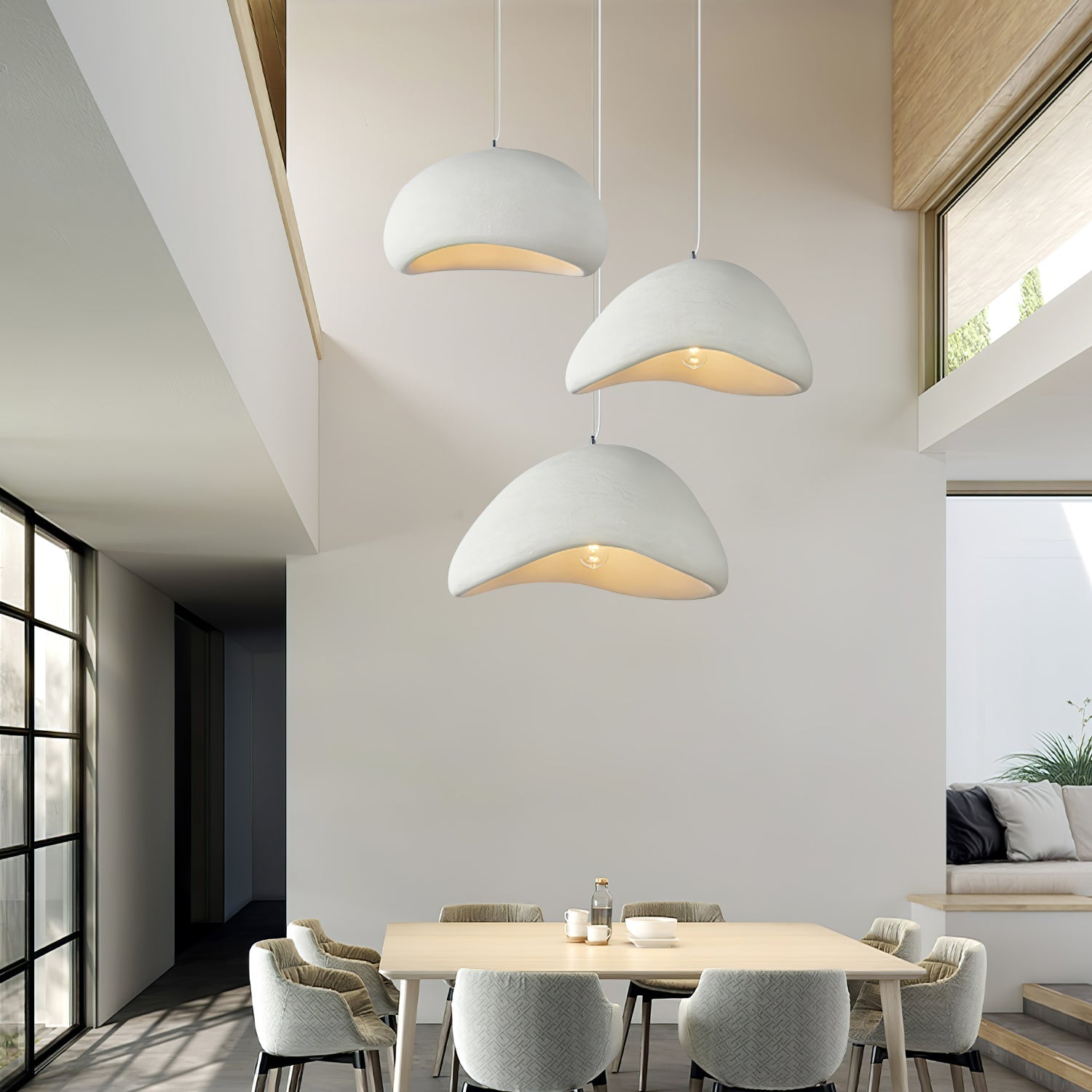 Moon Pendant Light LED 11.8 in Adjustable Grey White Indoor Ceiling Lamp | Thomler