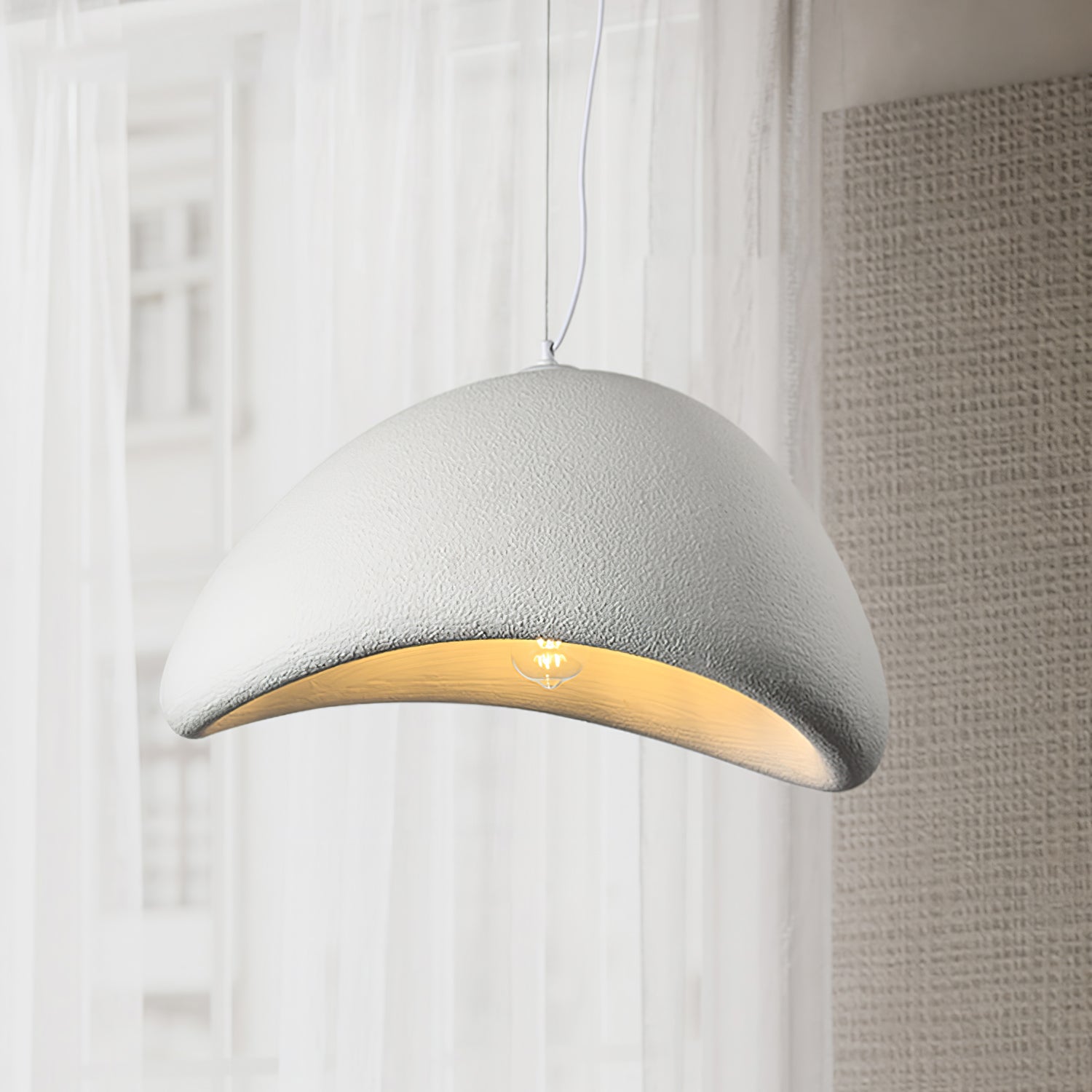 Moon Pendant Light LED 11.8 in Adjustable Grey White Indoor Ceiling Lamp | Thomler