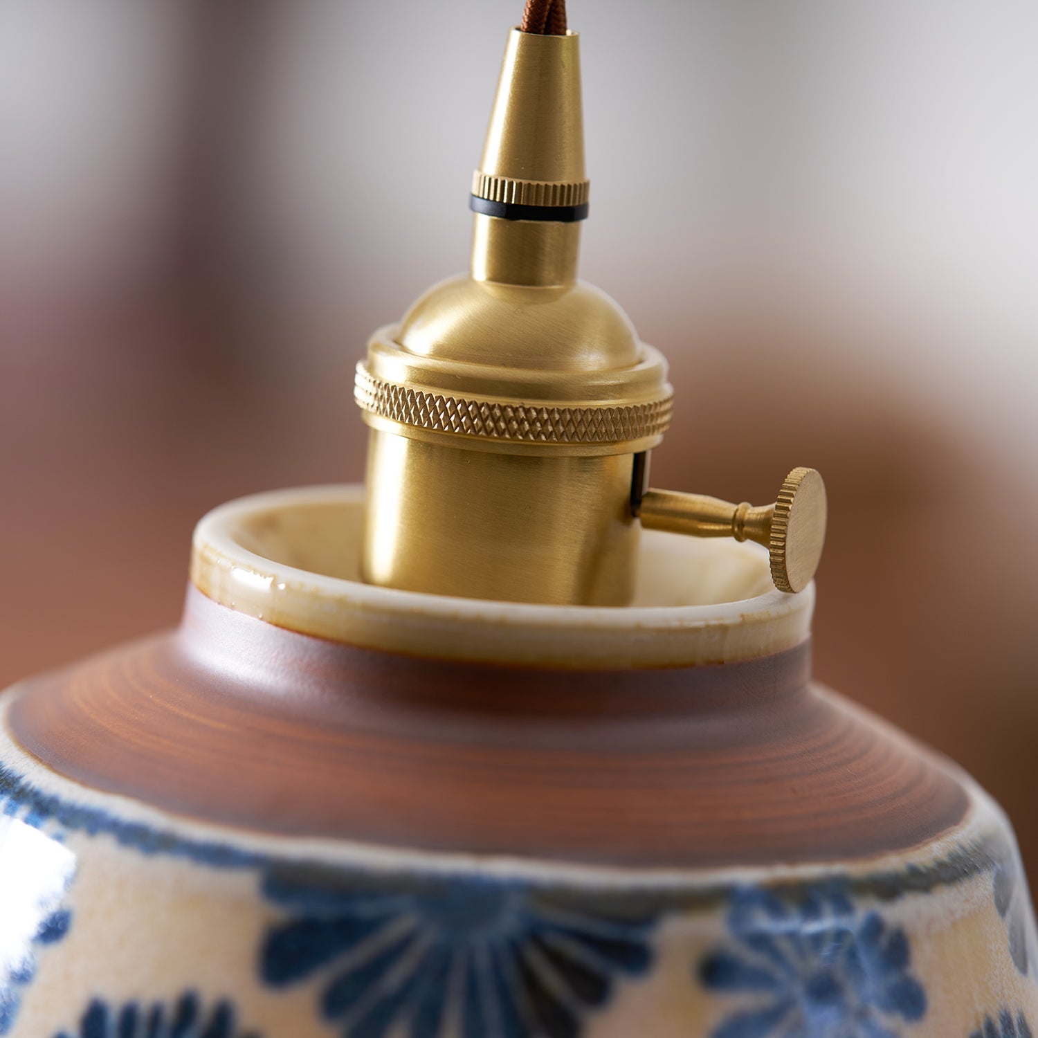 Pendant Lamp Ceramic 7 in Blue Dining Room Kitchen Island Hanging Light Fixture Soft Glow Decorative Lighting | Thomler