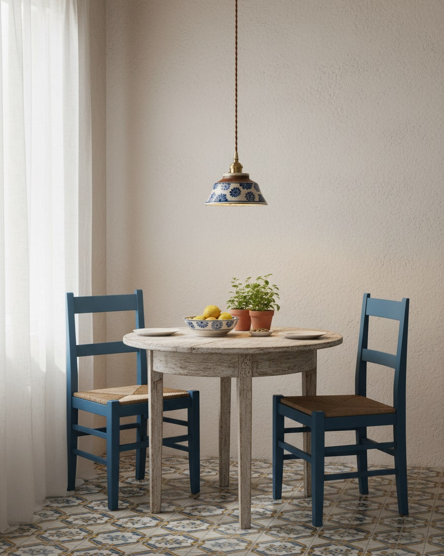 Pendant Lamp Ceramic 7 in Blue Dining Room Kitchen Island Hanging Light Fixture Soft Glow Decorative Lighting | Thomler