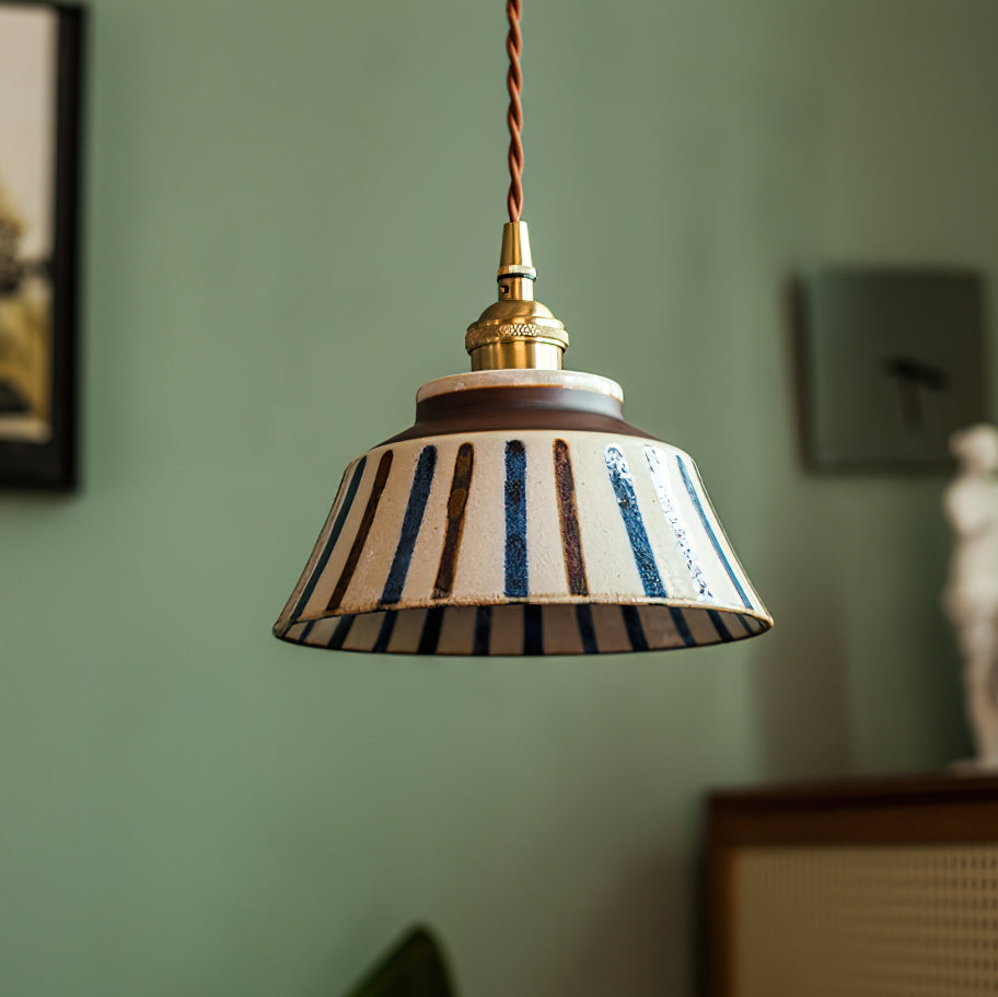 Pendant Lamp Ceramic 7 in Blue Dining Room Kitchen Island Hanging Light Fixture Soft Glow Decorative Lighting | Thomler
