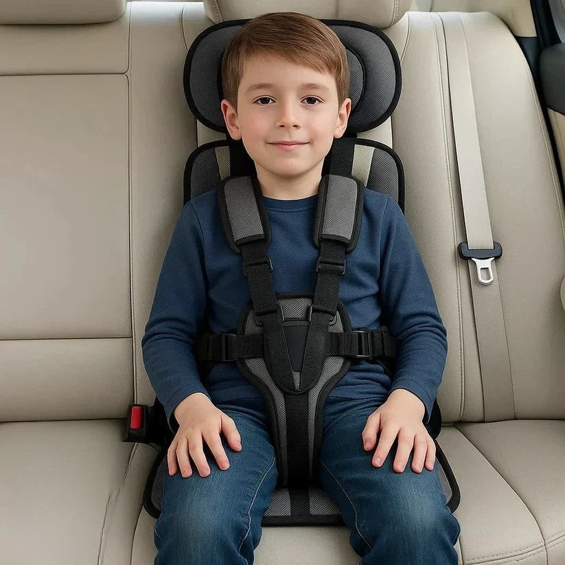 Portable Child Safety Harness Seat for Travel with 5-Point System Gray Foldable Booster for Taxis Rental Cars Everyday Outings Toddlers Kids | Thomler