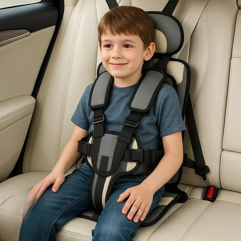 Portable Child Safety Harness Seat for Travel with 5-Point System Gray Foldable Booster for Taxis Rental Cars Everyday Outings Toddlers Kids | Thomler