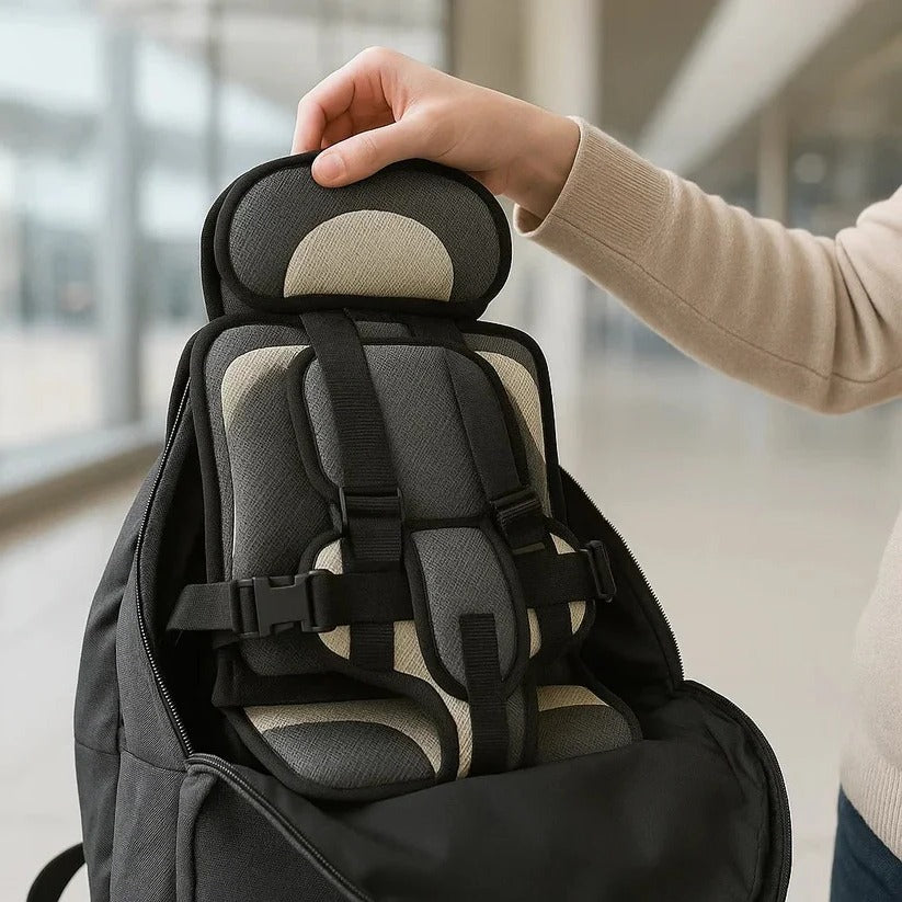 Portable Child Safety Harness Seat for Travel with 5-Point System Gray Foldable Booster for Taxis Rental Cars Everyday Outings Toddlers Kids | Thomler