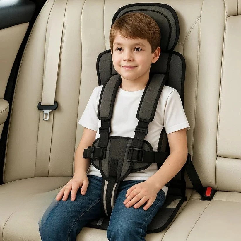 Portable Child Safety Harness Seat for Travel with 5-Point System Gray Foldable Booster for Taxis Rental Cars Everyday Outings Toddlers Kids | Thomler