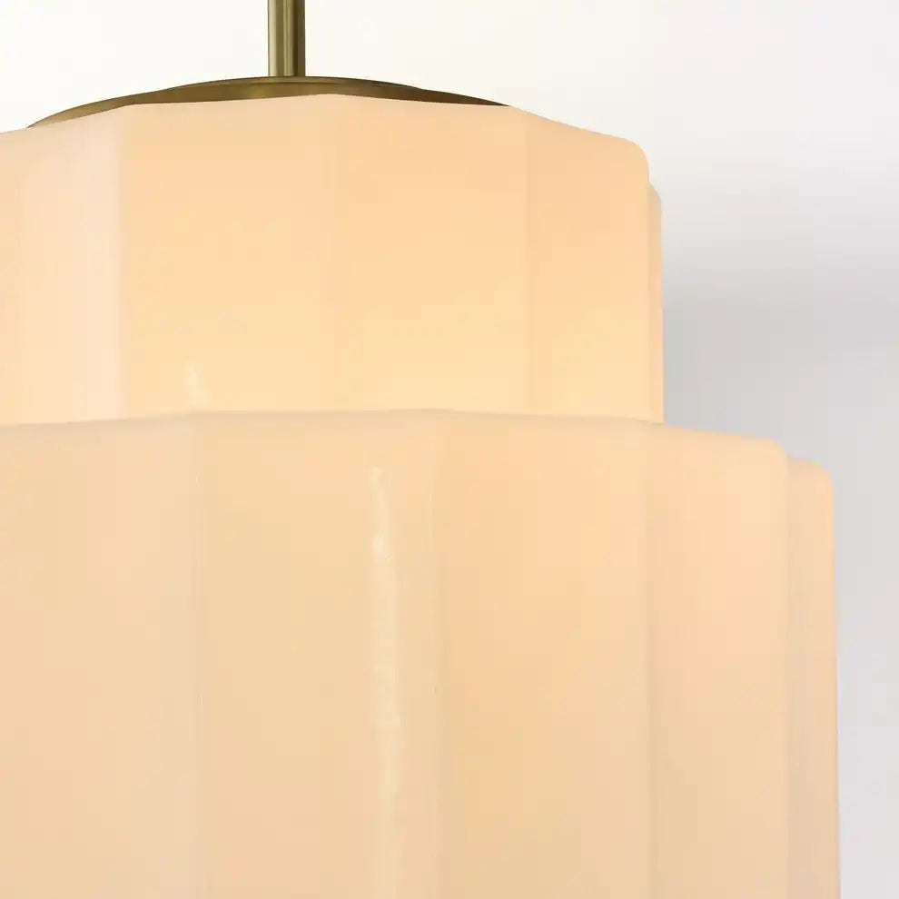 Pendant Light Opal Glass 16 in Antique Brass Dining Room Living Room Hanging Ceiling Lamp | Thomler
