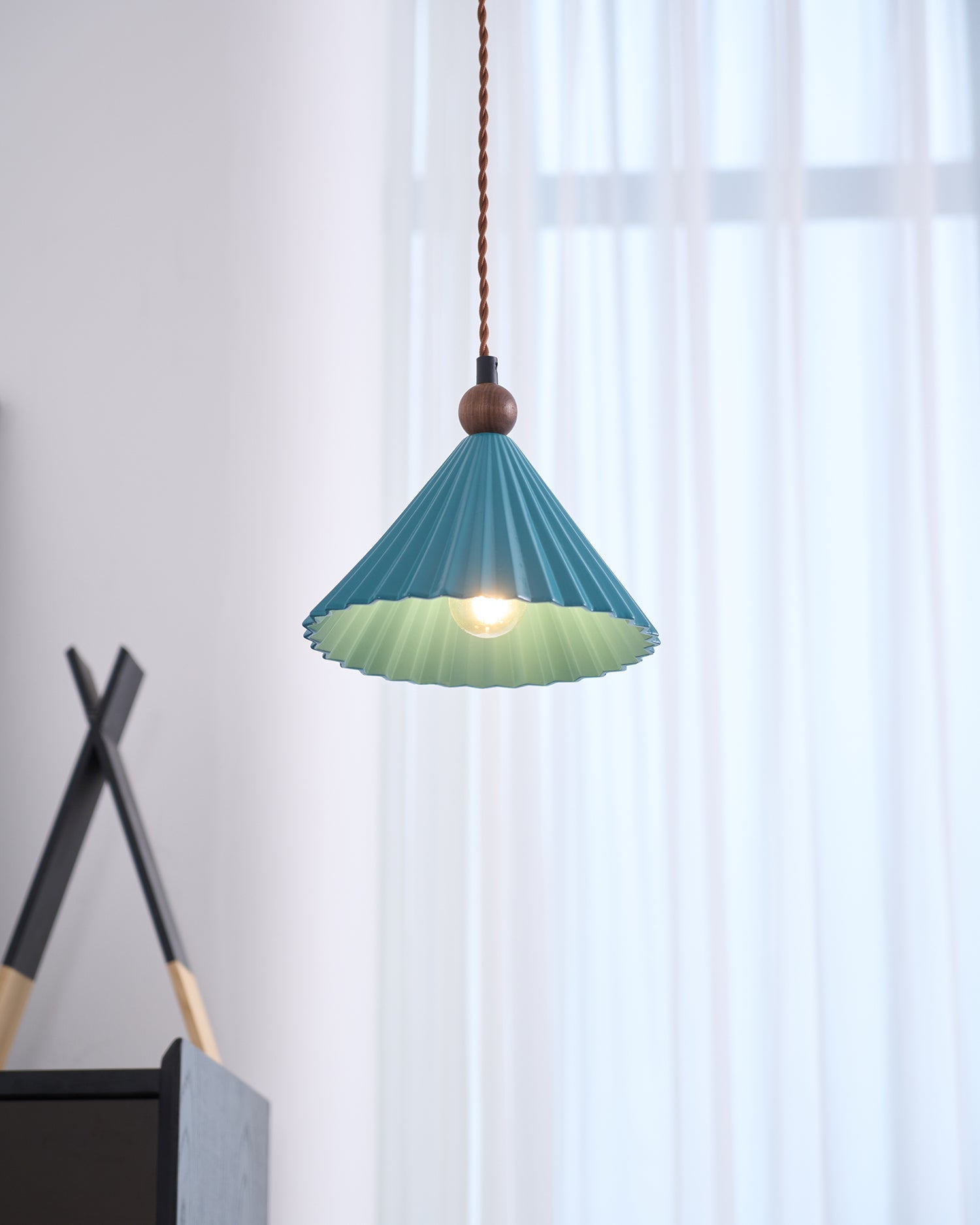 Pendant Light Ceramic Shade 7.8 in Adjustable Blue Dining Kitchen Hanging Ceiling Lamp | Thomler