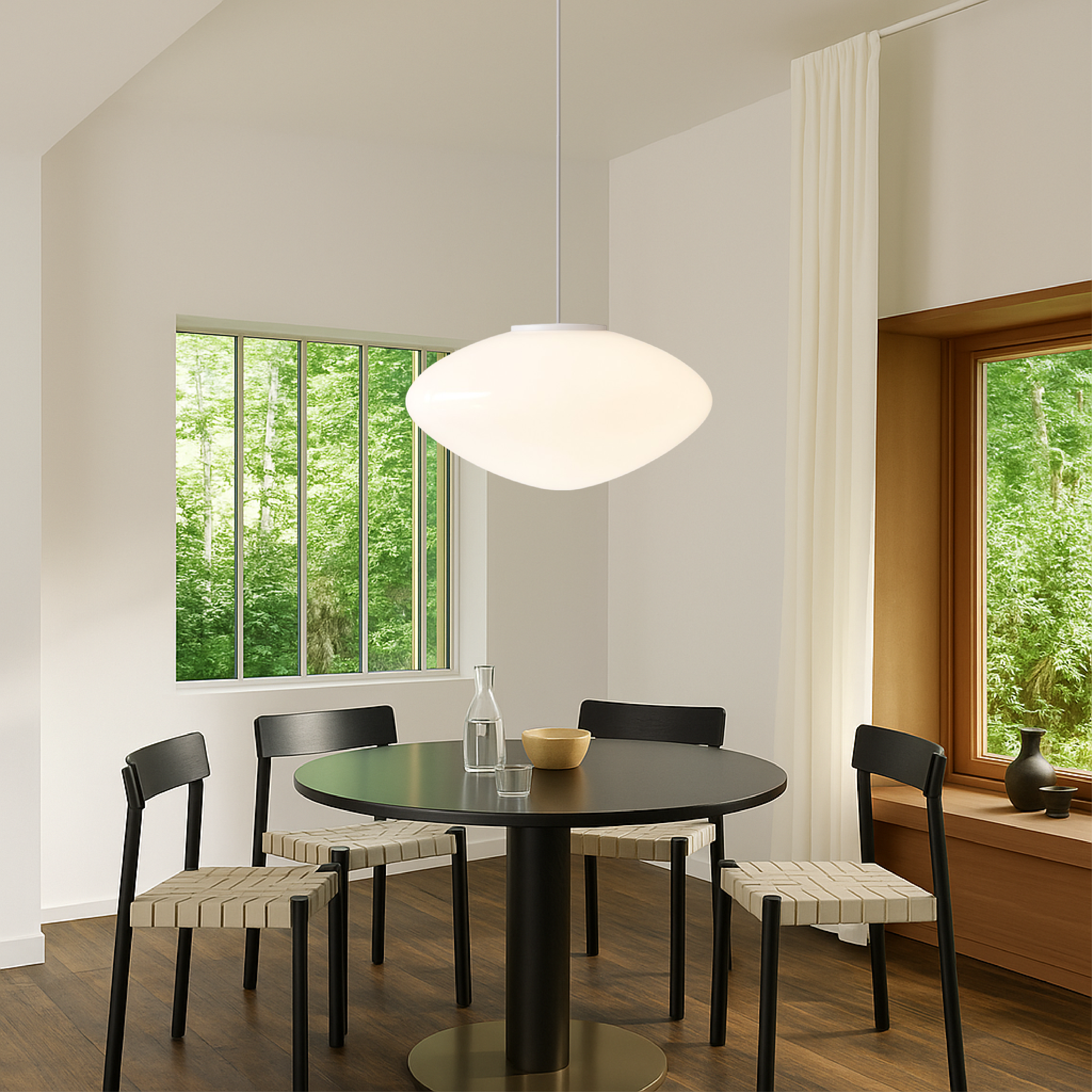 Pendant Light Glass LED 25.0 cm White Dining Table Kitchen Living Room Hanging Lamp Adjustable Suspension | Thomler