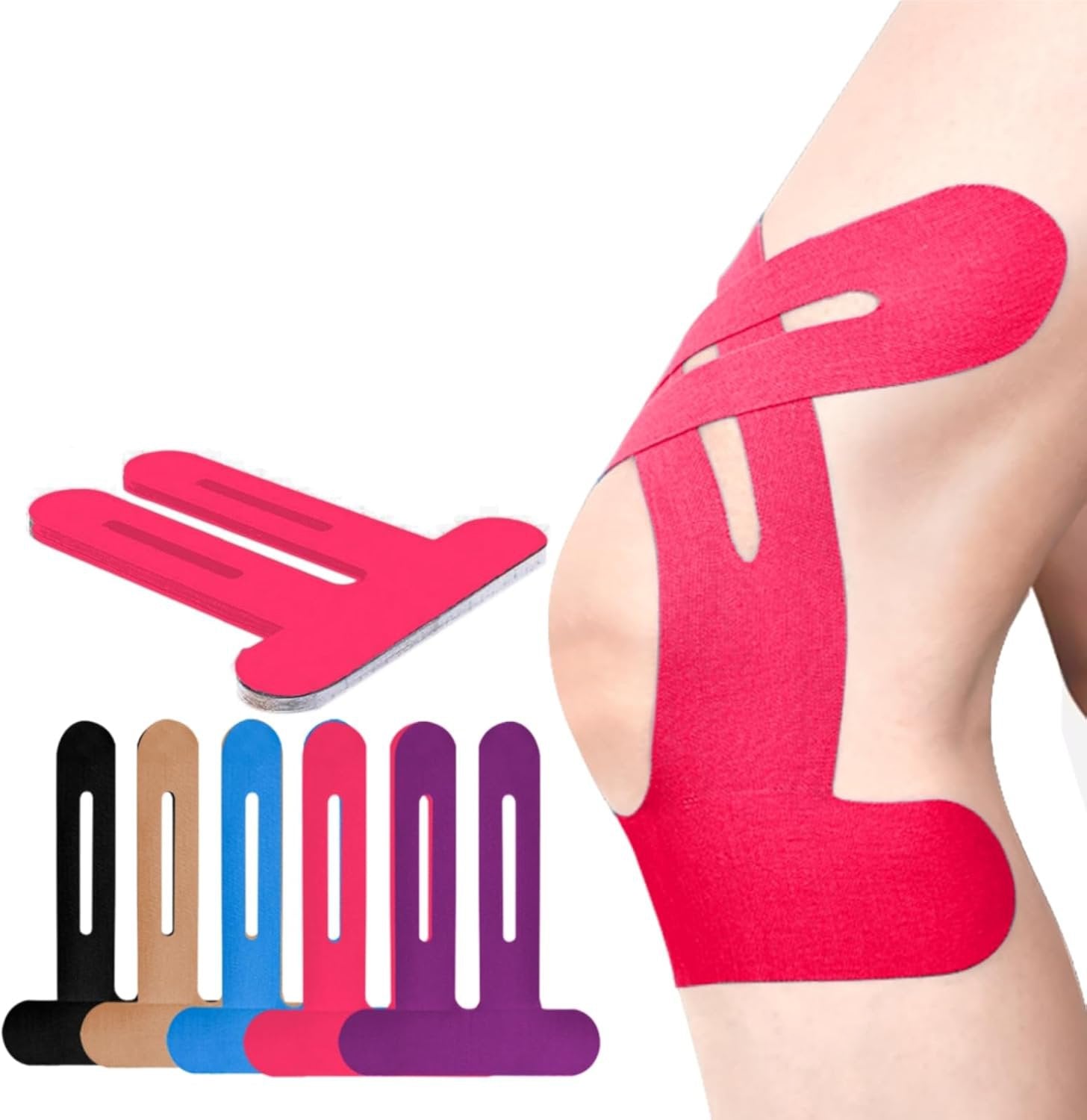Pre-Cut Knee Support Tape for Sports | Breathable Athletic Kinesiology Brace | Elastic Joint Stabilizer for Running, Gym & Training | Waterp | Thomler