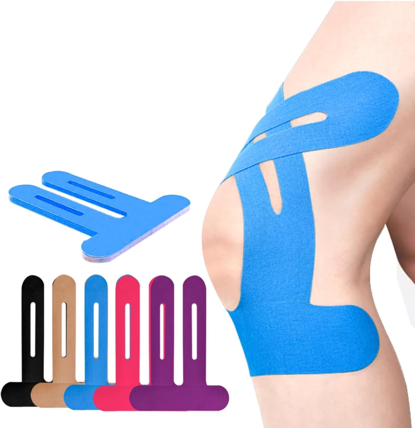 Pre-Cut Knee Support Tape for Sports | Breathable Athletic Kinesiology Brace | Elastic Joint Stabilizer for Running, Gym & Training | Waterp | Thomler
