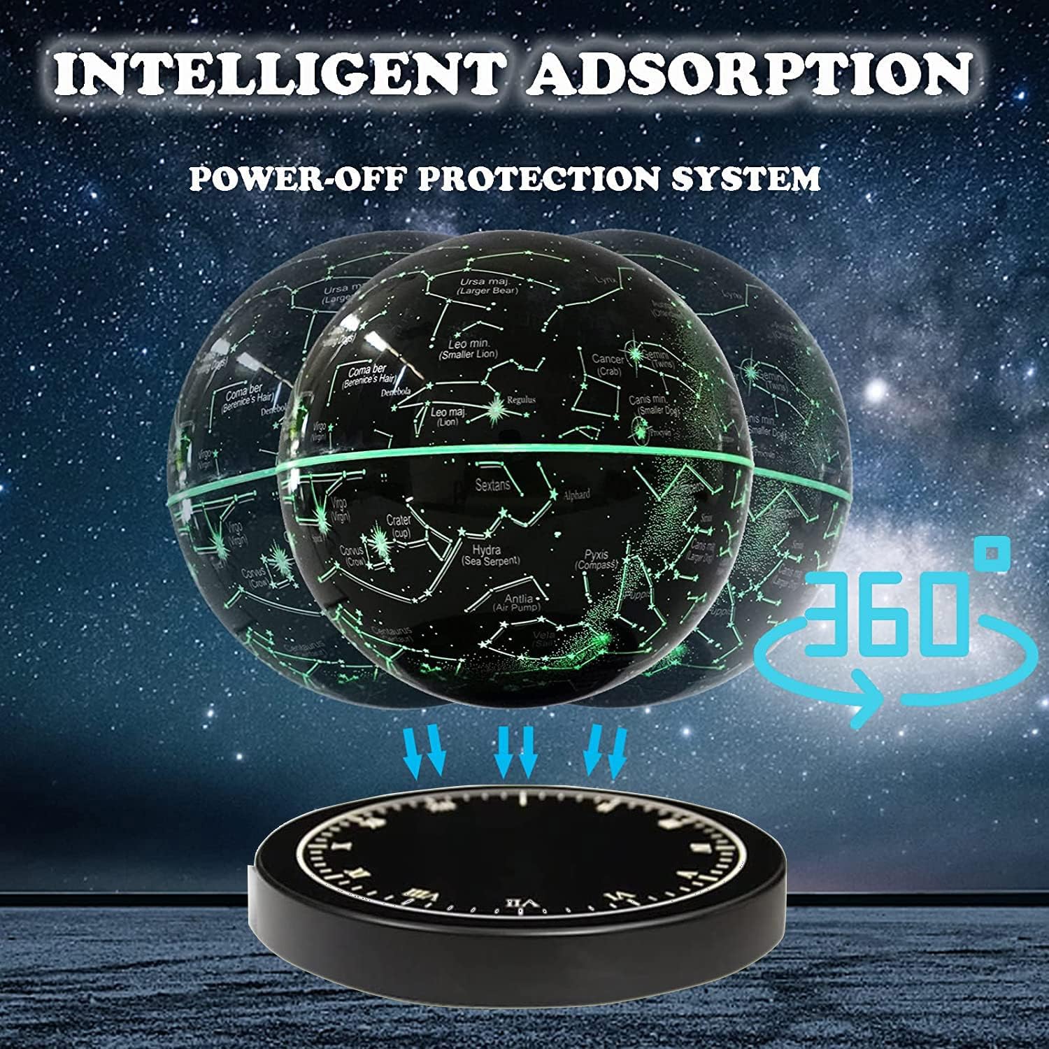Magnetic Levitation Floating Globe Night Light with 360° Rotation Star Map Sphere for Bedroom Office Living Room Desk Decor | Thomler