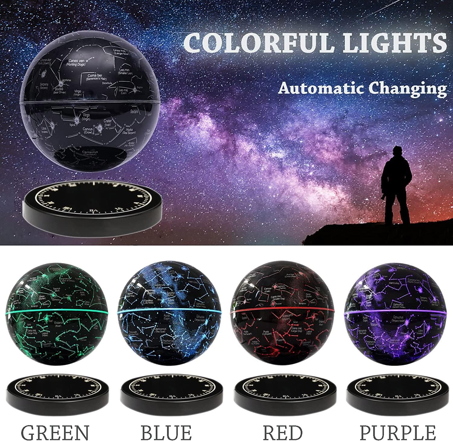 Magnetic Levitation Floating Globe Night Light with 360° Rotation Star Map Sphere for Bedroom Office Living Room Desk Decor | Thomler