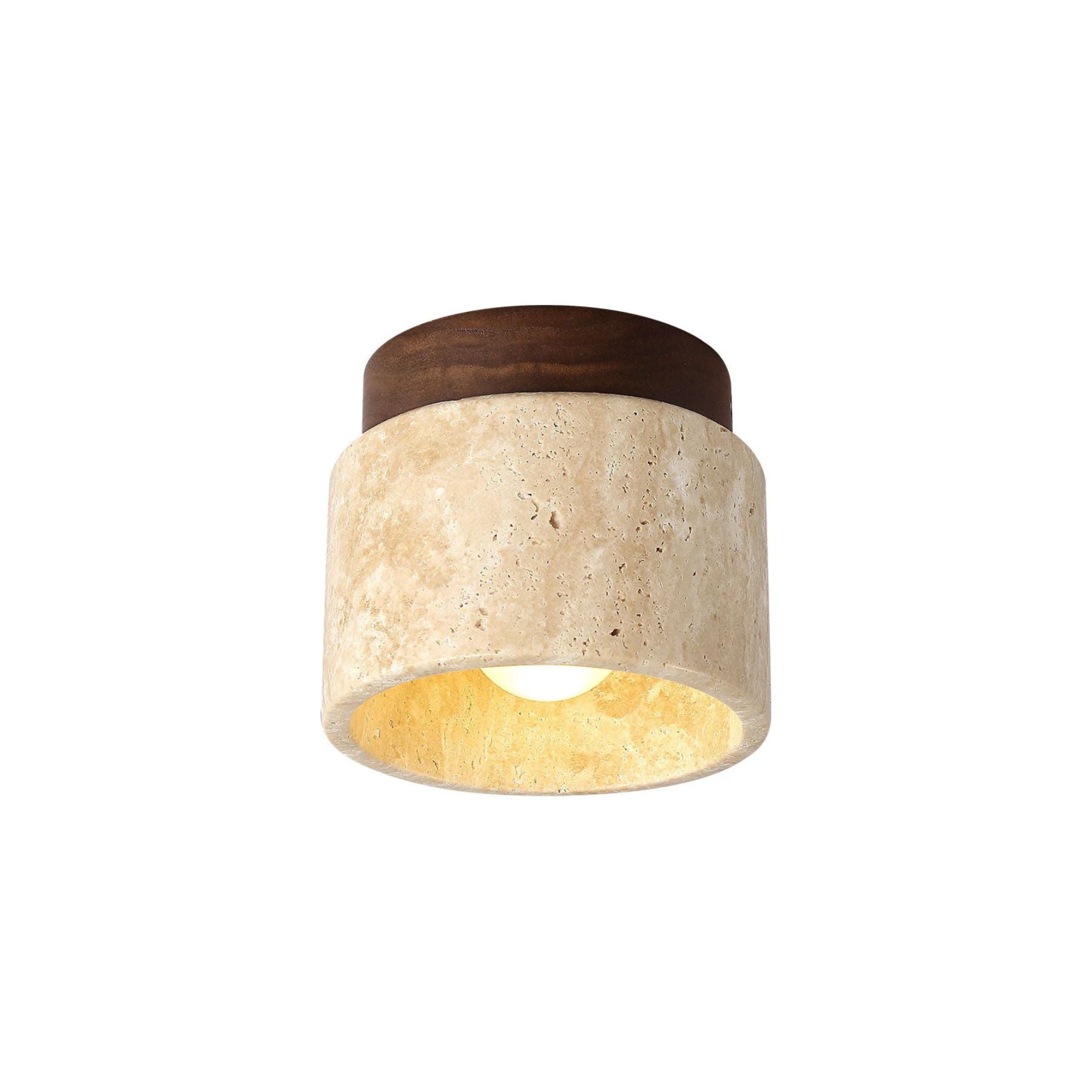 Ceiling Lamp Travertine Stone Solid Wood 25.0 cm Beige Hallway Bedroom Living Room Soft Ambient Lighting | Thomler