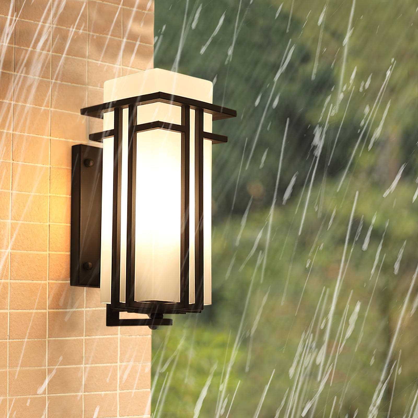 Wall Light Iron Glass 60W Matte Black Outdoor Patio Porch Industrial Waterproof Fixture | Thomler