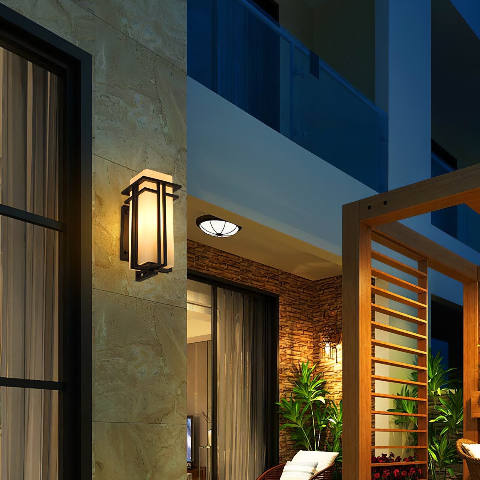 Wall Light Iron Glass 60W Matte Black Outdoor Patio Porch Industrial Waterproof Fixture | Thomler
