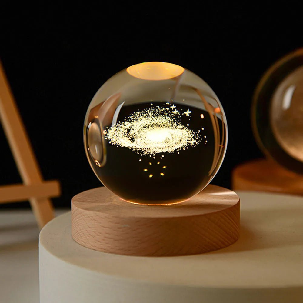 Planetary Crystal Ball Display – 3D Space Model Desktop Sculpture for Home Office & Study – Educational Astronomy Decor Accent – Celestial | Thomler