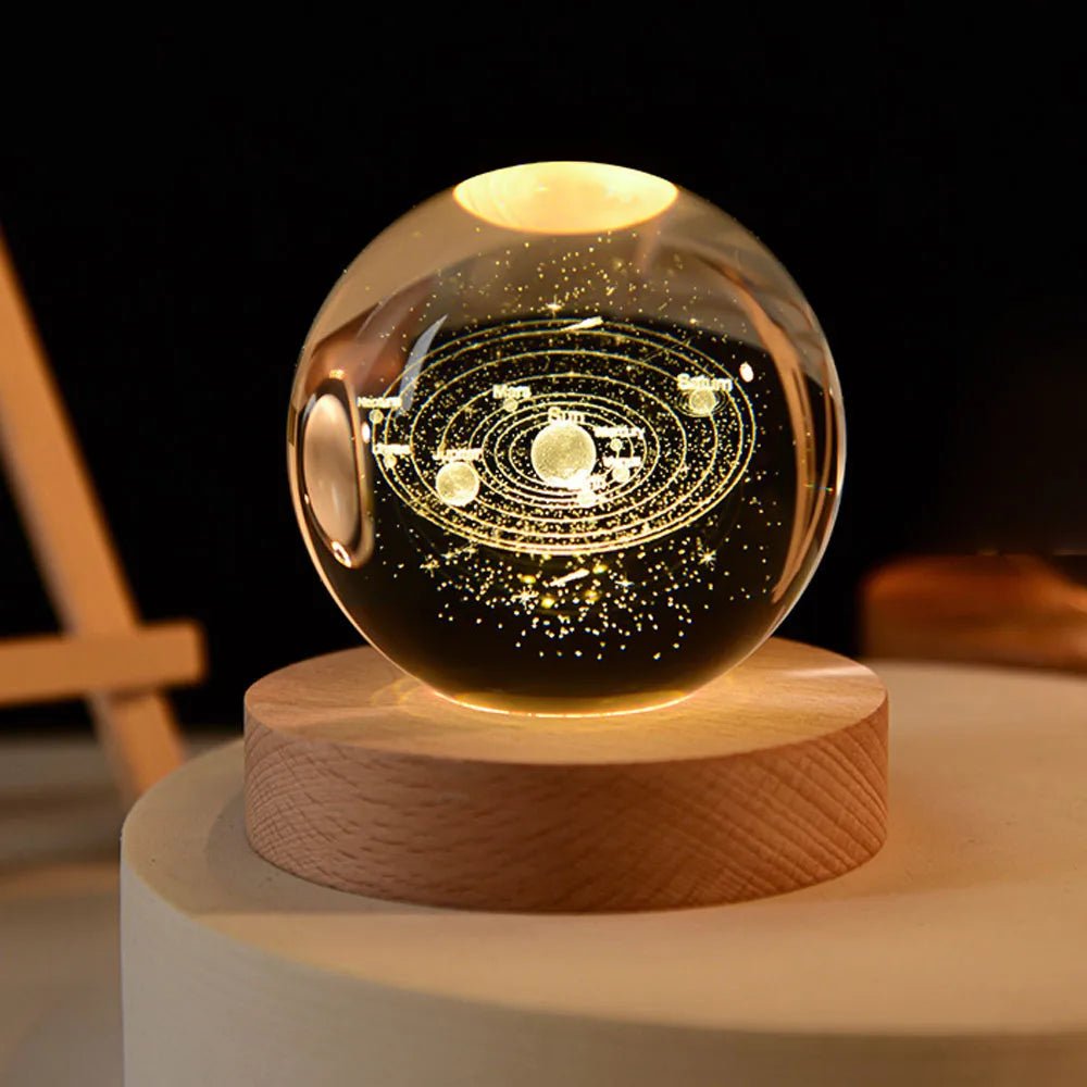 Planetary Crystal Ball Display – 3D Space Model Desktop Sculpture for Home Office & Study – Educational Astronomy Decor Accent – Celestial | Thomler