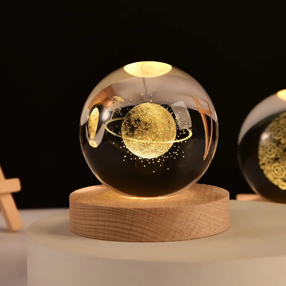 Planetary Crystal Ball Display – 3D Space Model Desktop Sculpture for Home Office & Study – Educational Astronomy Decor Accent – Celestial | Thomler