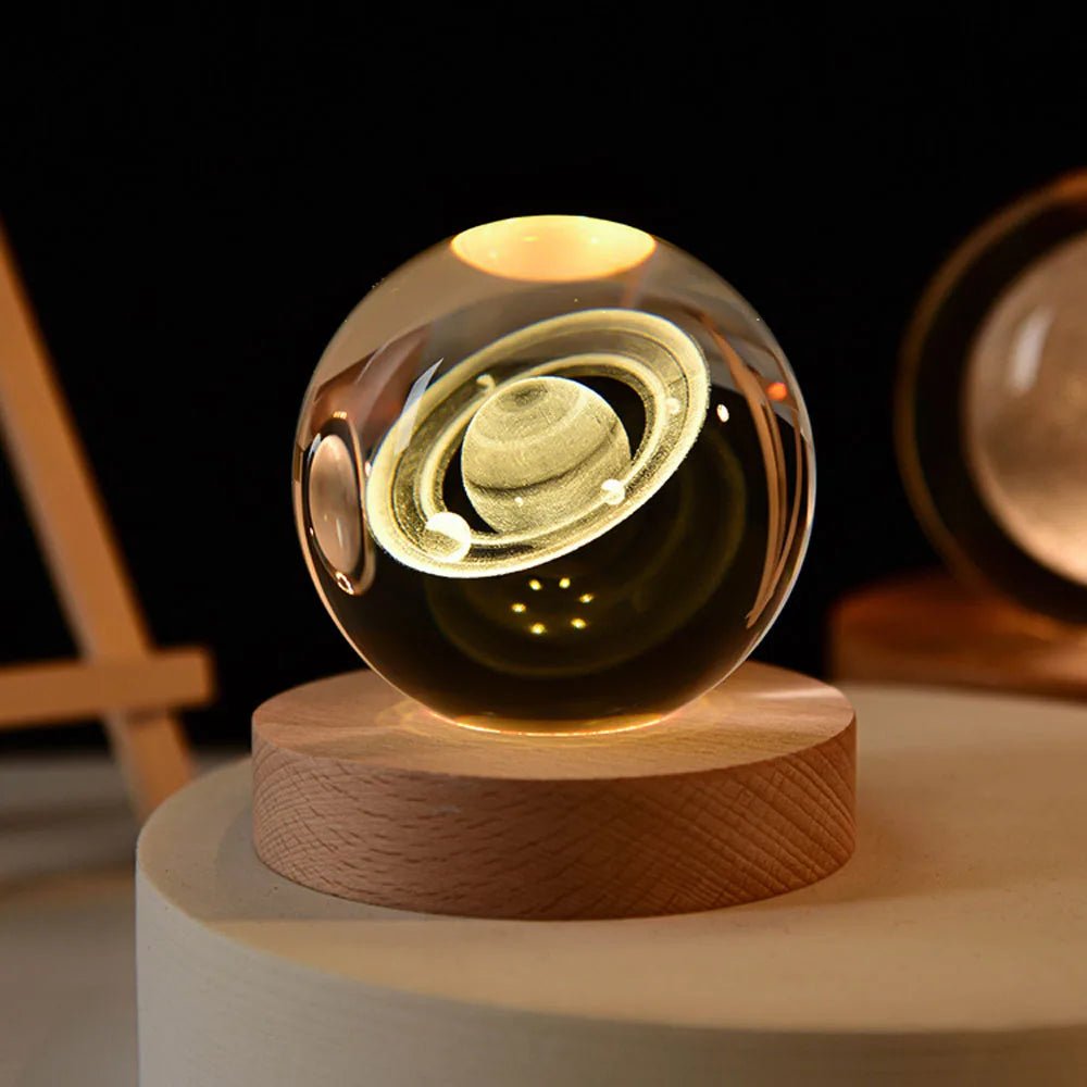 Planetary Crystal Ball Display – 3D Space Model Desktop Sculpture for Home Office & Study – Educational Astronomy Decor Accent – Celestial | Thomler