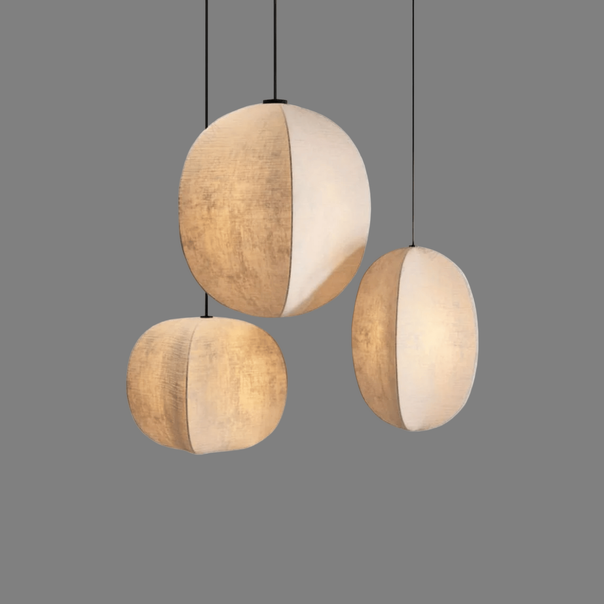 Fabric Shade Hanging Lamp with Warm Ambient Glow – Lantern Style Ceiling Light for Dining Room, Entryway & Living Room | Thomler