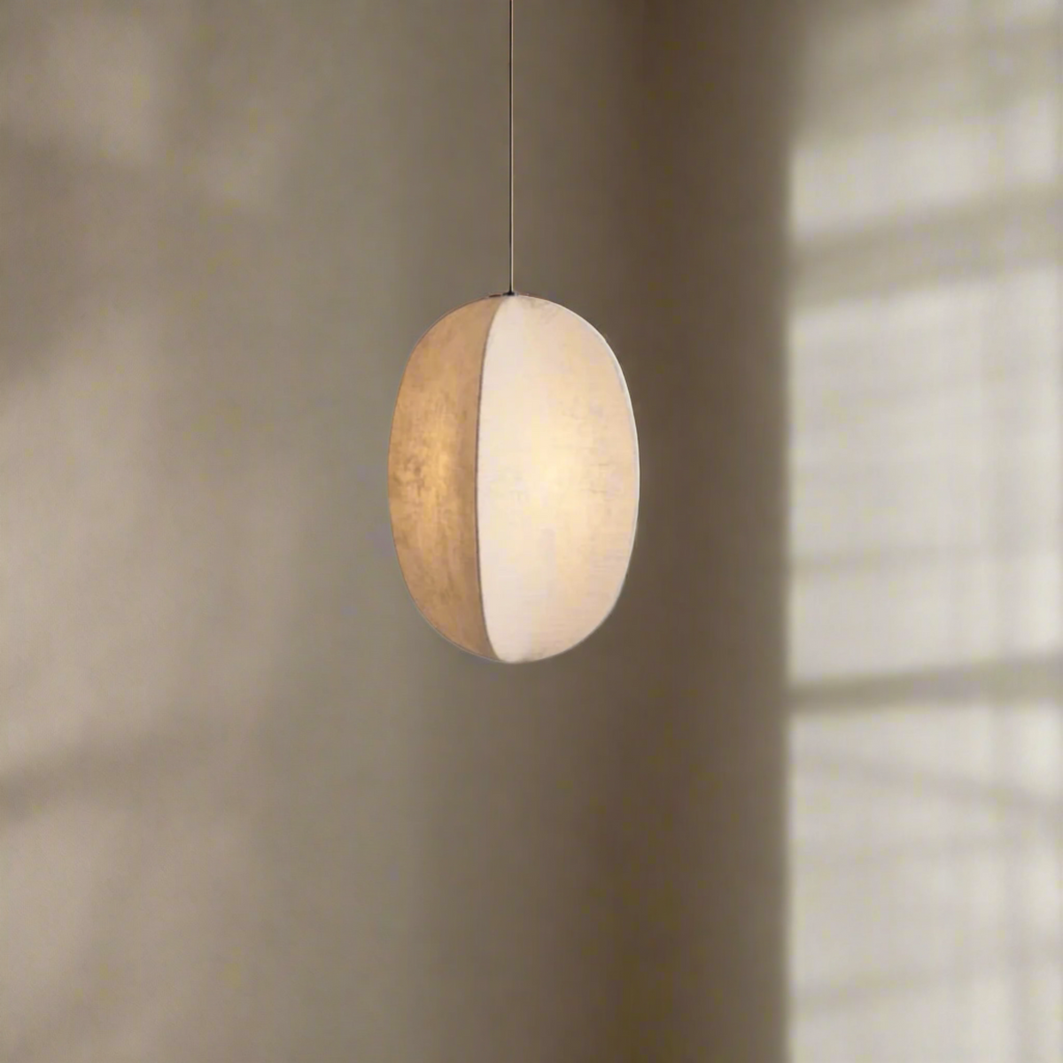 Fabric Shade Hanging Lamp with Warm Ambient Glow – Lantern Style Ceiling Light for Dining Room, Entryway & Living Room | Thomler