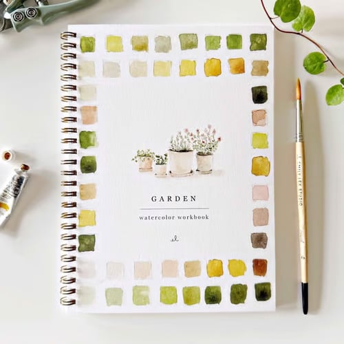 Watercolor Painting Workbook for Beginners with Step-by-Step Guided Lessons and Pre-Drawn Outlines, Complete Paint Set Included, Spiral-Boun | Thomler
