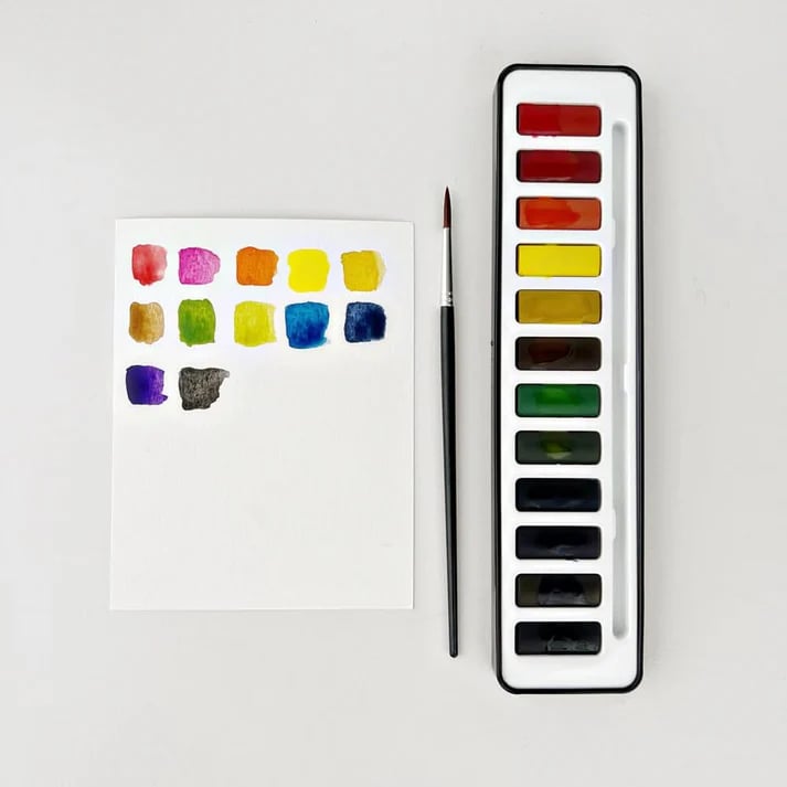 Watercolor Painting Workbook for Beginners with Step-by-Step Guided Lessons and Pre-Drawn Outlines, Complete Paint Set Included, Spiral-Boun | Thomler