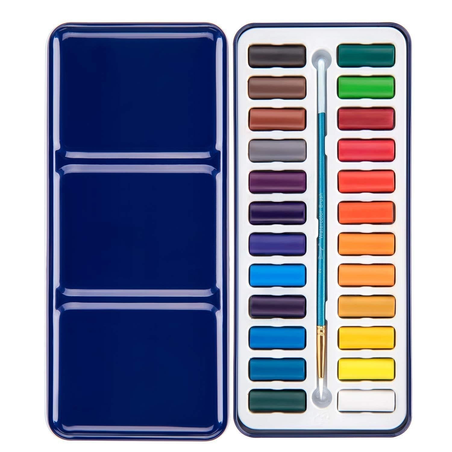 Watercolor Painting Workbook for Beginners with Step-by-Step Guided Lessons and Pre-Drawn Outlines, Complete Paint Set Included, Spiral-Boun | Thomler