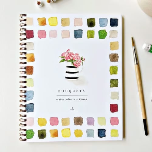 Watercolor Painting Workbook for Beginners with Step-by-Step Guided Lessons and Pre-Drawn Outlines, Complete Paint Set Included, Spiral-Boun | Thomler