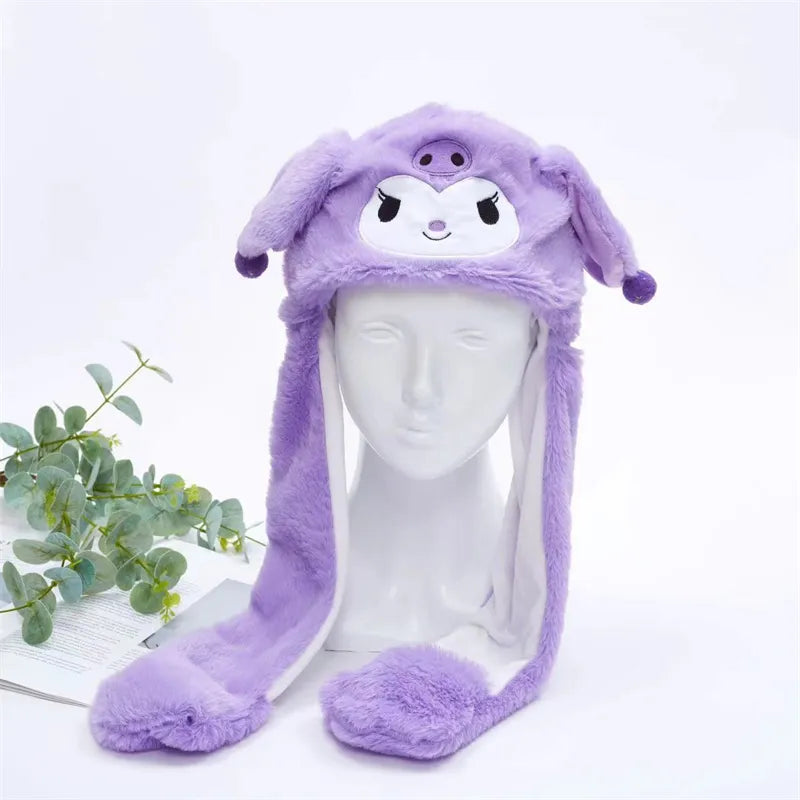 Plush Hat with Pop-Up Ears for Kids & Adults – Interactive Cosplay Beanie with Squeeze Paws | Fun Winter Accessory for Parties, Christmas | Thomler