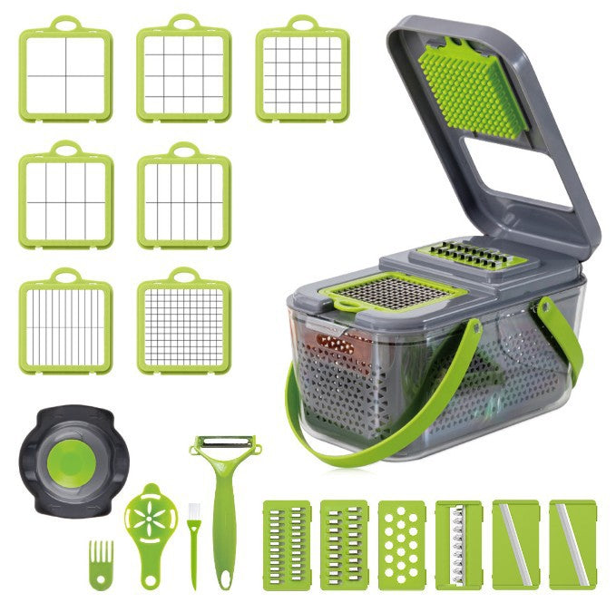 All-in-One Produce Prep Station with Safety Guard & Catch Bin for Fresh Salads, Stir-Fries & Meal Prep | Thomler