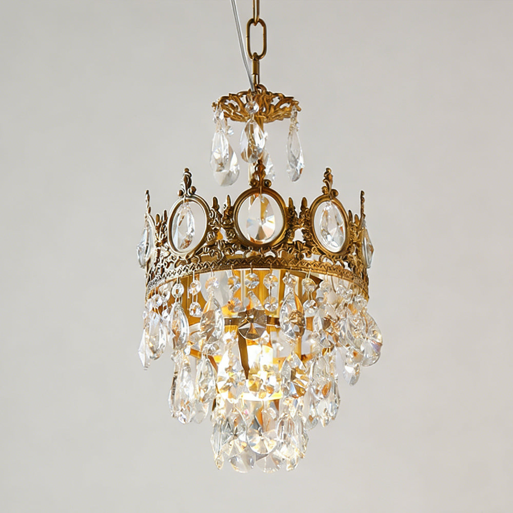 Chandelier Crystal Iron 19.7 in Vintage French Gold Indoor Lighting Dining Room Hallway Living Room Accent Light | Thomler