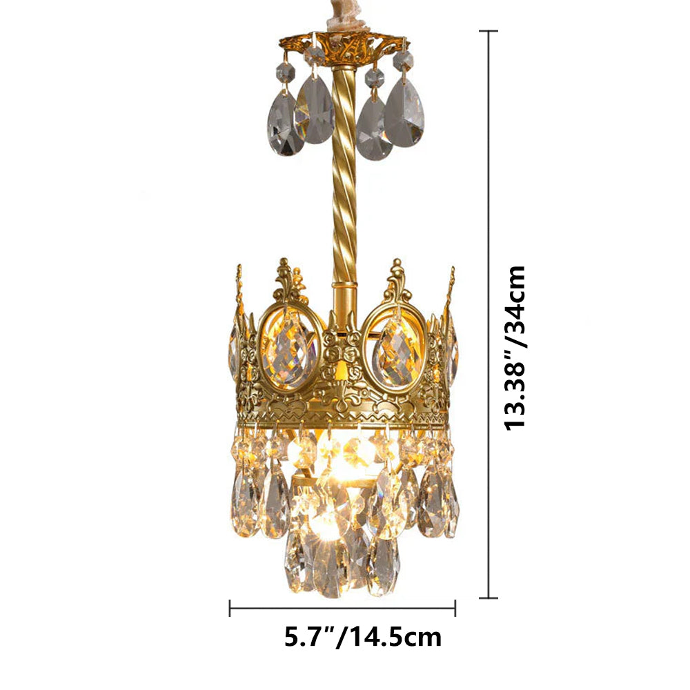 Chandelier Crystal Iron 19.7 in Vintage French Gold Indoor Lighting Dining Room Hallway Living Room Accent Light | Thomler