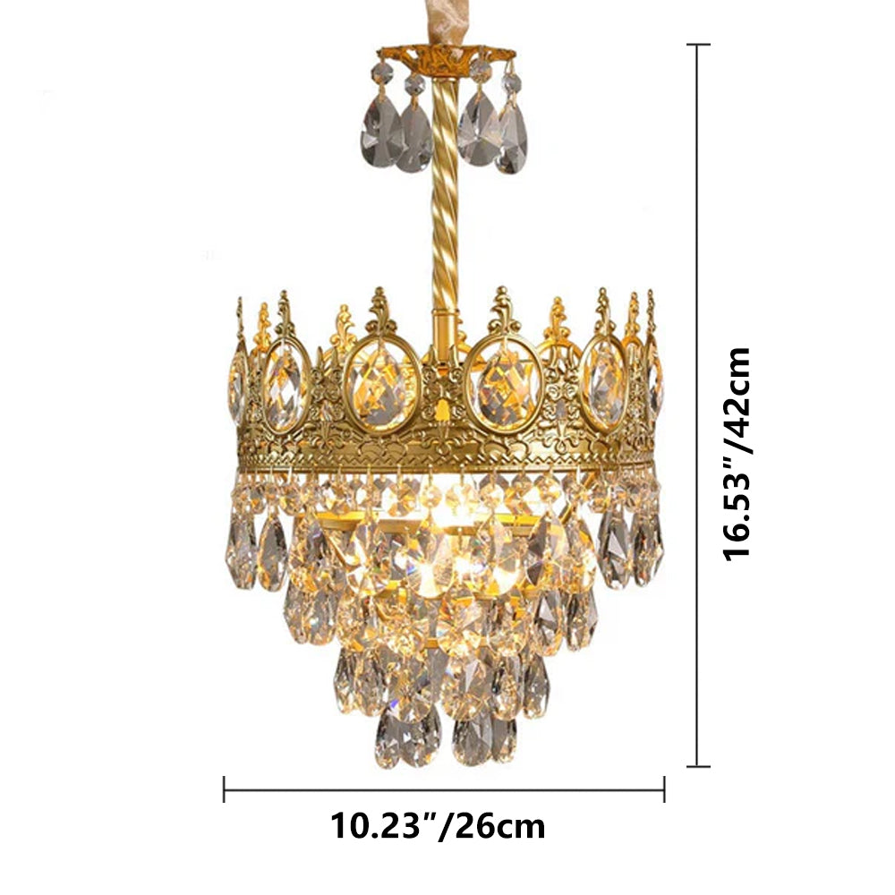 Chandelier Crystal Iron 19.7 in Vintage French Gold Indoor Lighting Dining Room Hallway Living Room Accent Light | Thomler