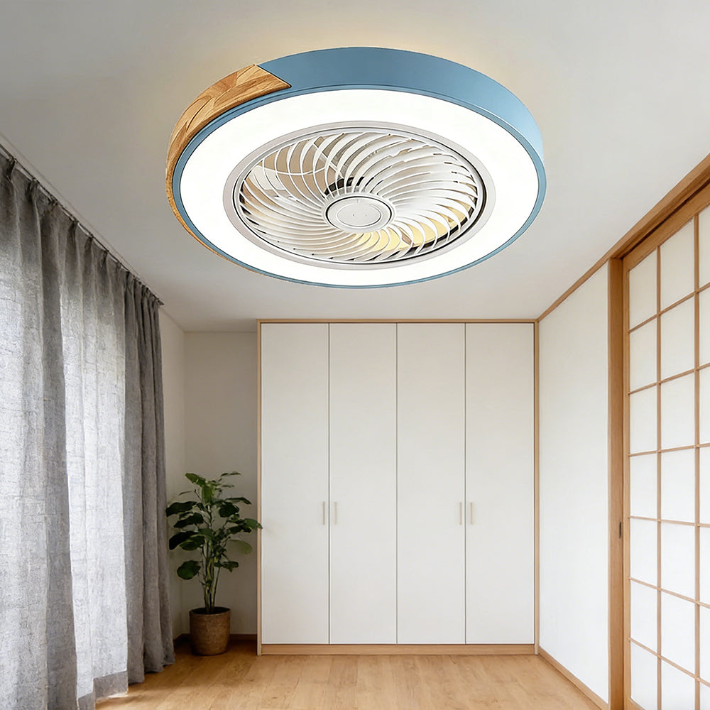 Ceiling Fan Solid Wood 20 in LED Light Indoor Living Room Bedroom Remote Control | Thomler