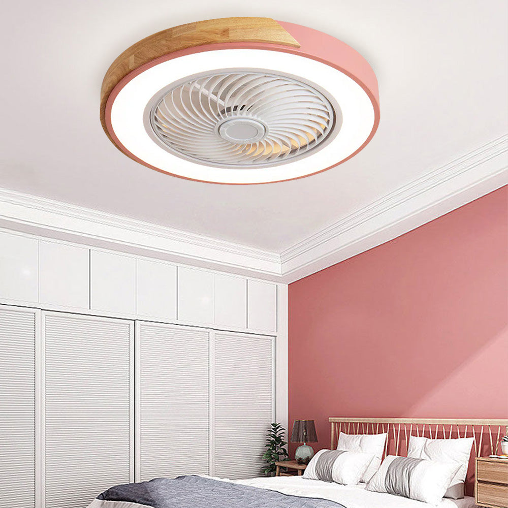 Ceiling Fan Solid Wood 20 in LED Light Indoor Living Room Bedroom Remote Control | Thomler