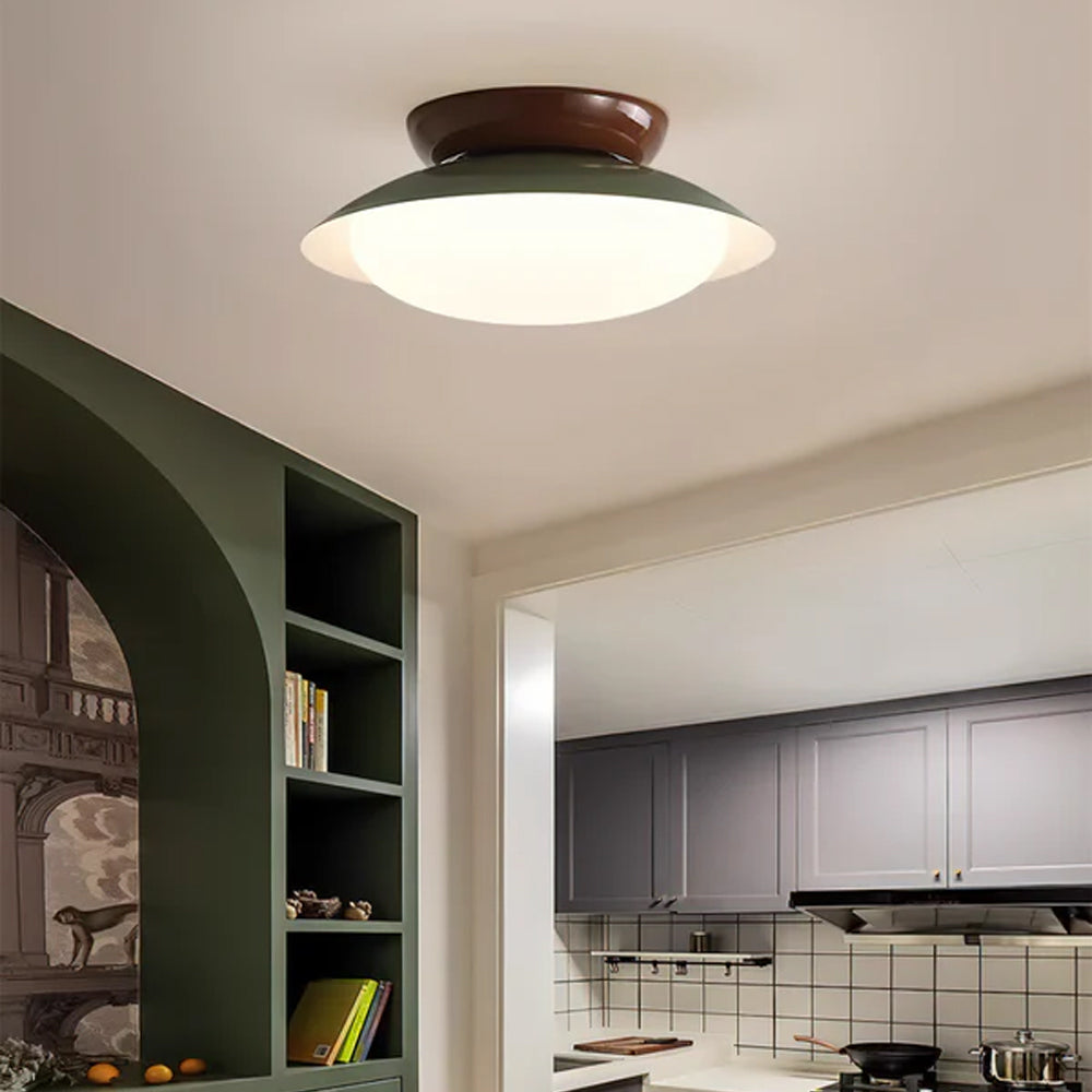 Ceiling Light Metal Dome 17.7 in Indoor Use Serene Mid-Century Style Warm Glow | Thomler