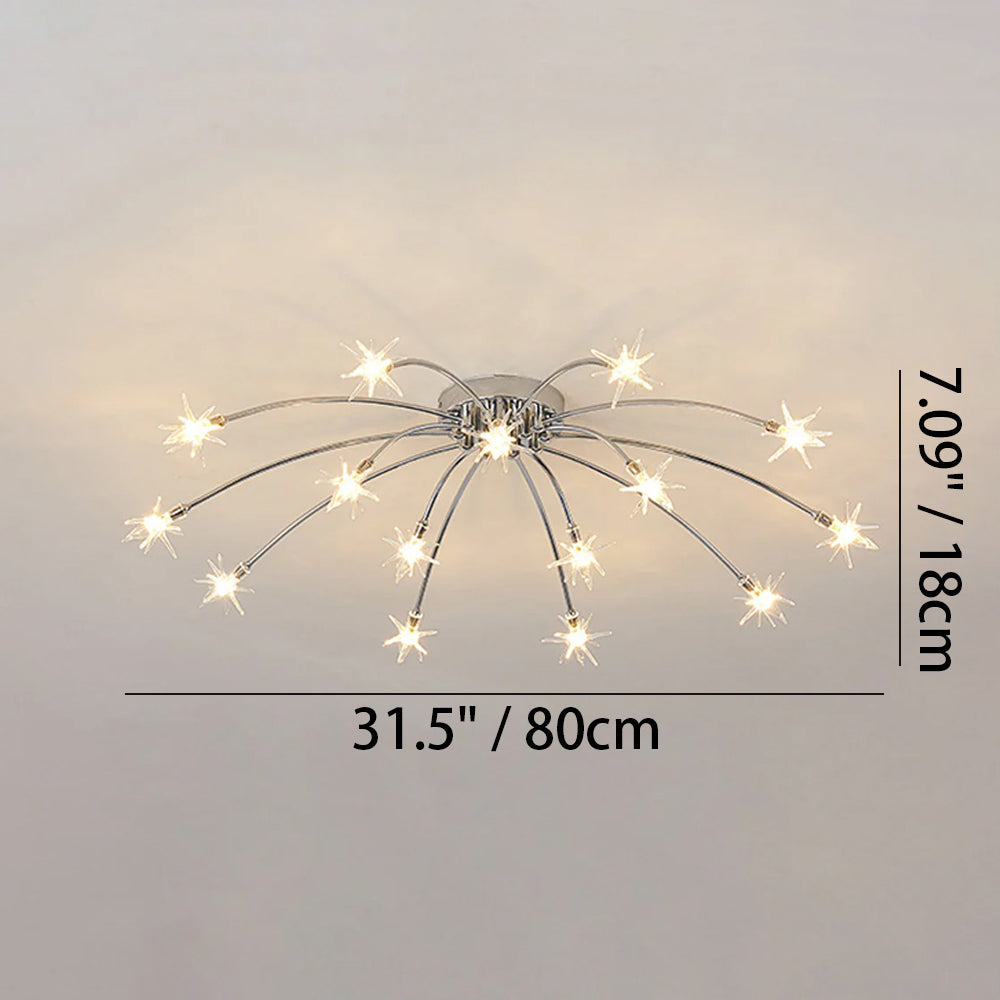 Ceiling Lamp Metal Glass LED 61.0 cm Semi Flush Living Room Dining Room Bedroom Lighting Fixture | Thomler