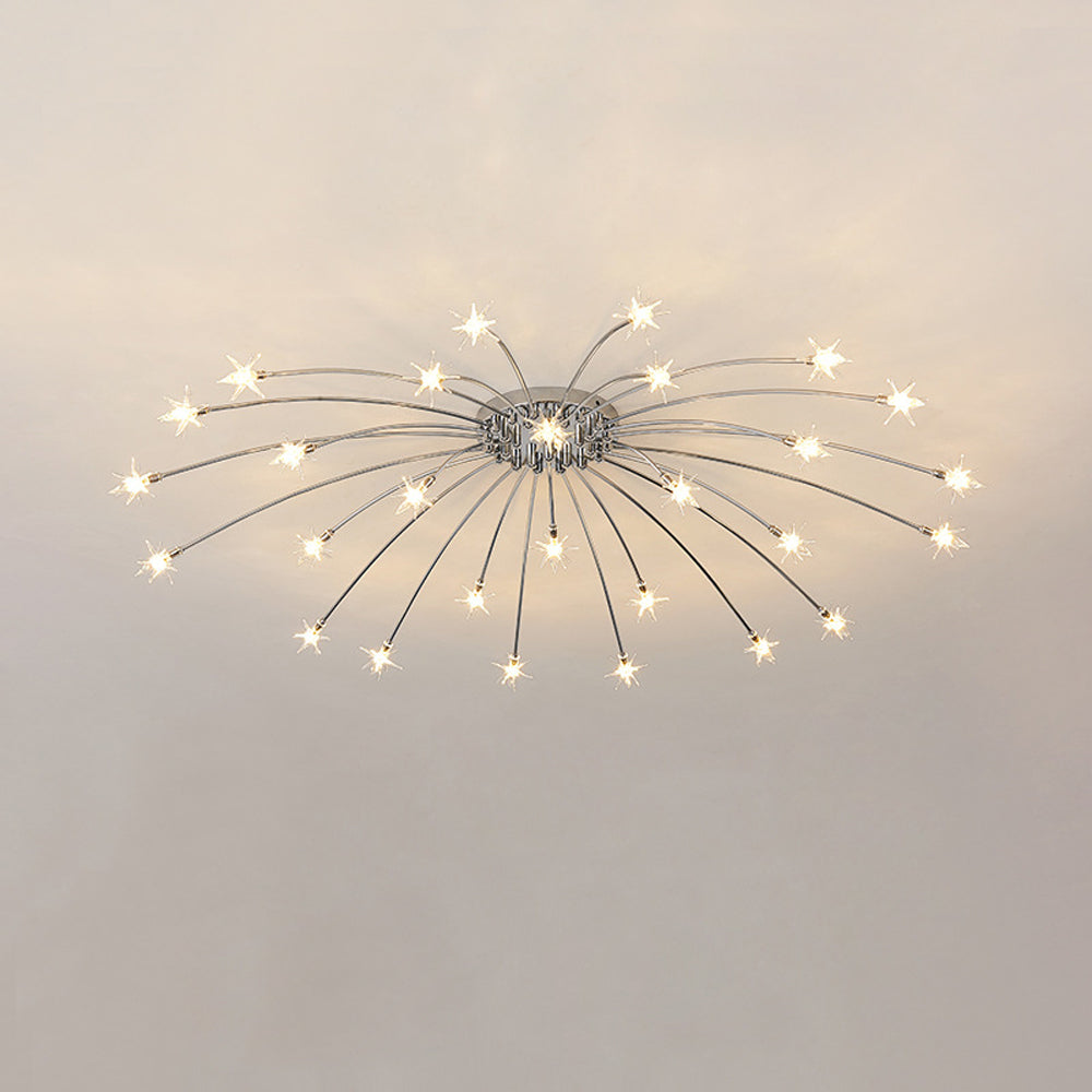 Ceiling Lamp Metal Glass LED 61.0 cm Semi Flush Living Room Dining Room Bedroom Lighting Fixture | Thomler