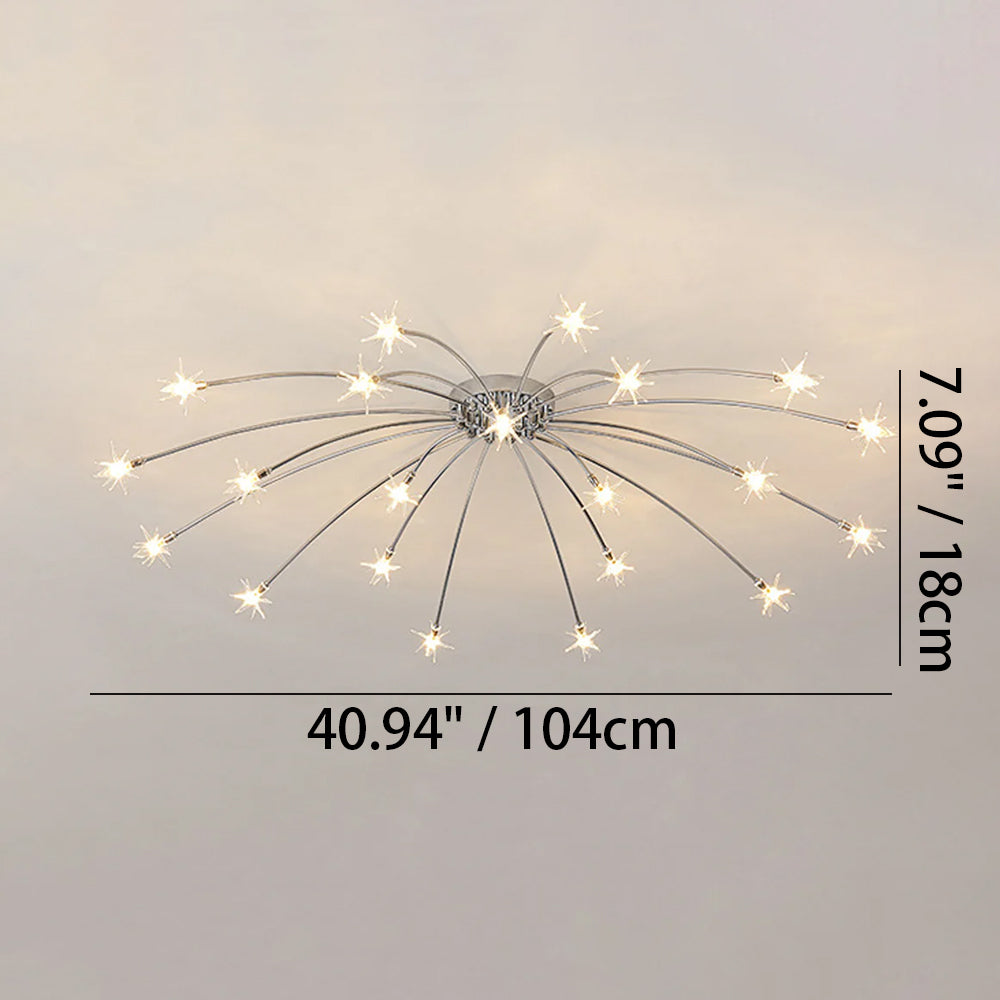 Ceiling Light Metal Glass 24 in Semi Flush Mount Indoor Living Room Dining Bedroom LED Energy Saving | Thomler