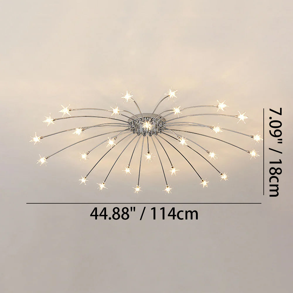 Ceiling Lamp Metal Glass LED 61.0 cm Semi Flush Living Room Dining Room Bedroom Lighting Fixture | Thomler