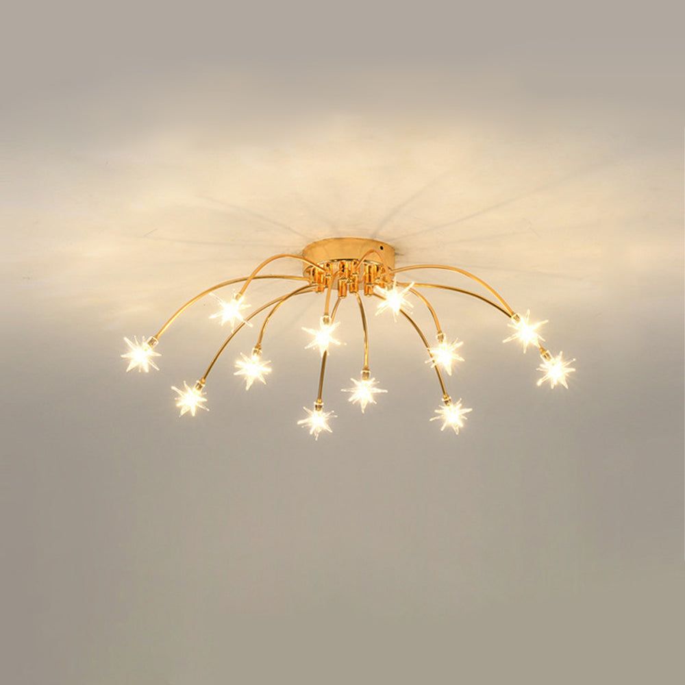 Ceiling Light Metal Glass 24 in Semi Flush Mount Indoor Living Room Dining Bedroom LED Energy Saving | Thomler