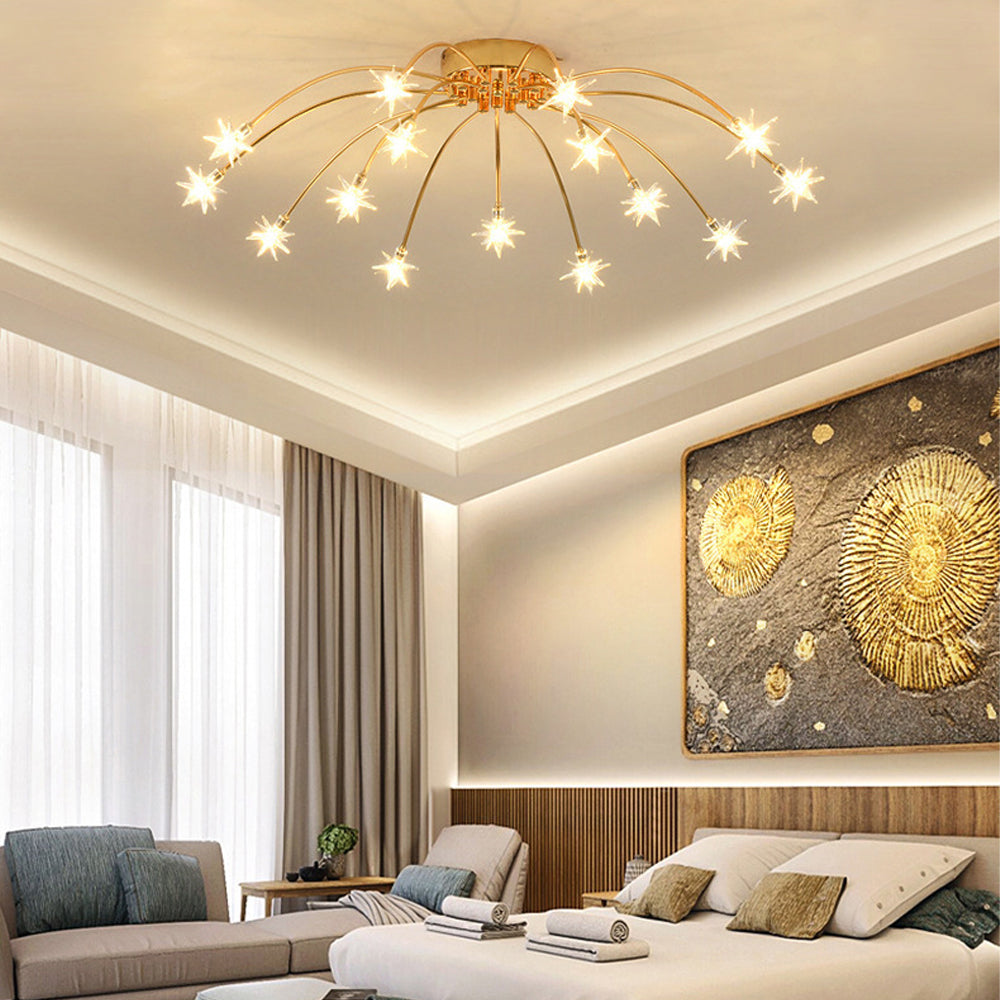 Ceiling Lamp Metal Glass LED 61.0 cm Semi Flush Living Room Dining Room Bedroom Lighting Fixture | Thomler