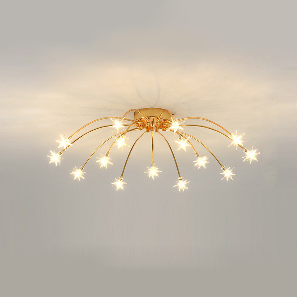 Ceiling Lamp Metal Glass 61.0 cm Semi Flush LED Living Room Dining Room Bedroom Modern Indoor Lighting Fixture | Thomler