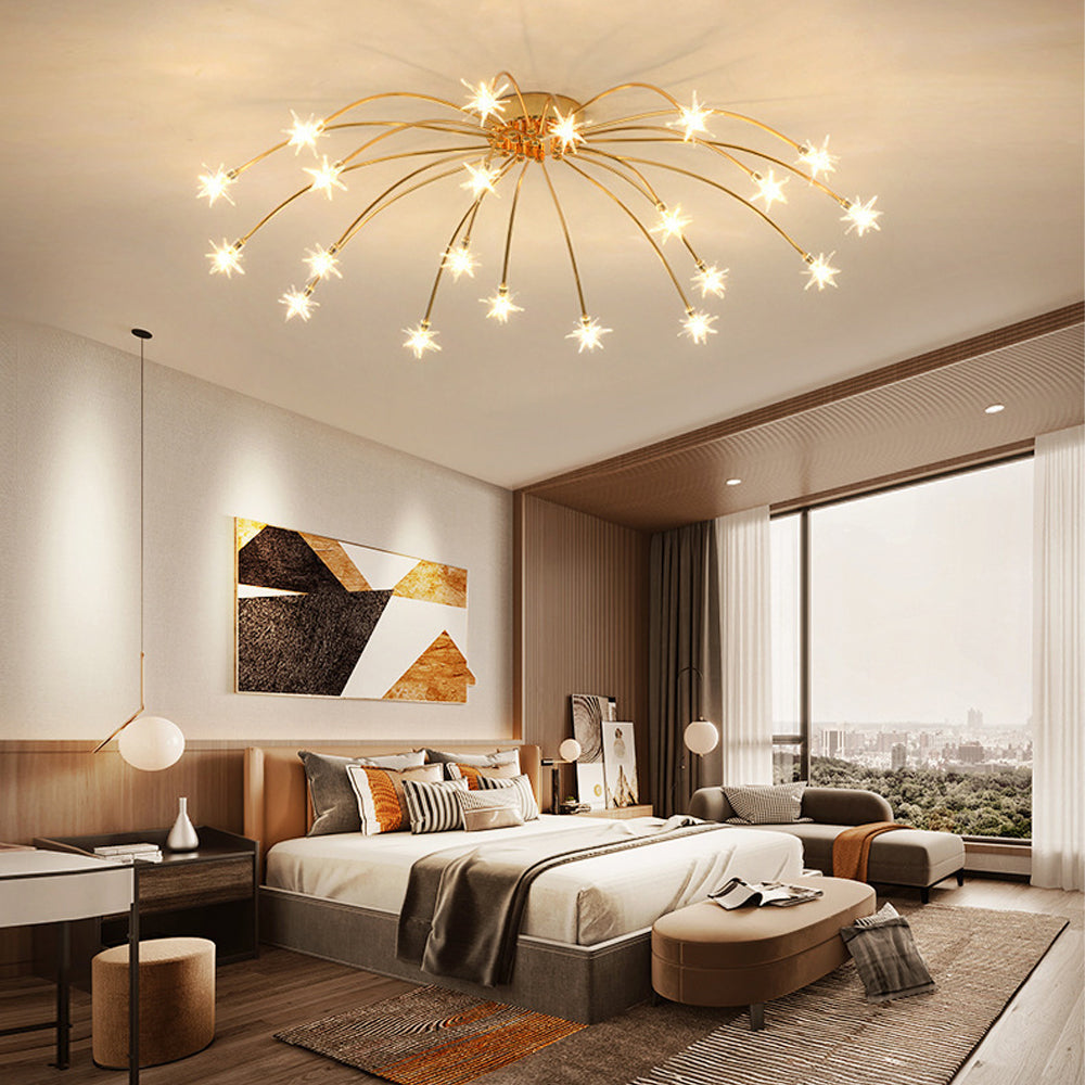 Ceiling Lamp Metal Glass 61.0 cm Semi Flush LED Living Room Dining Room Bedroom Modern Indoor Lighting Fixture | Thomler