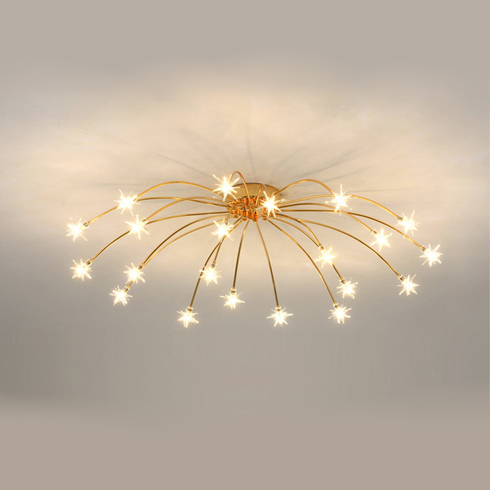 Ceiling Lamp Metal Glass 61.0 cm Semi Flush LED Living Room Dining Room Bedroom Modern Indoor Lighting Fixture | Thomler