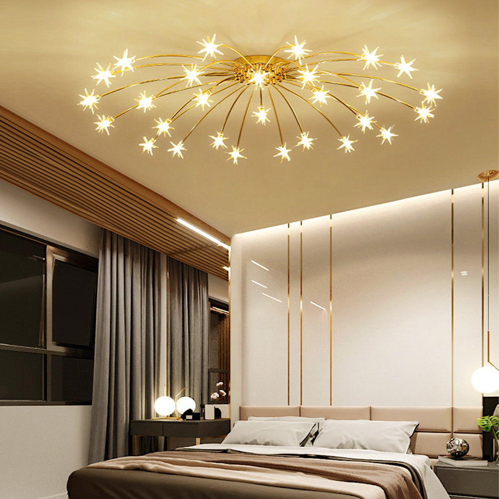 Ceiling Lamp Metal Glass 61.0 cm Semi Flush LED Living Room Dining Room Bedroom Modern Indoor Lighting Fixture | Thomler