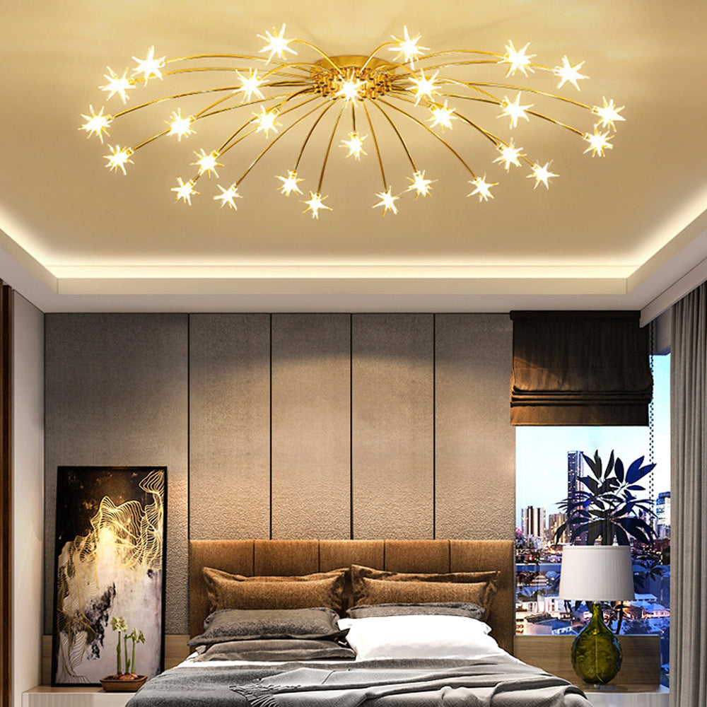 Ceiling Lamp Metal Glass 61.0 cm Semi Flush LED Living Room Dining Room Bedroom Modern Indoor Lighting Fixture | Thomler