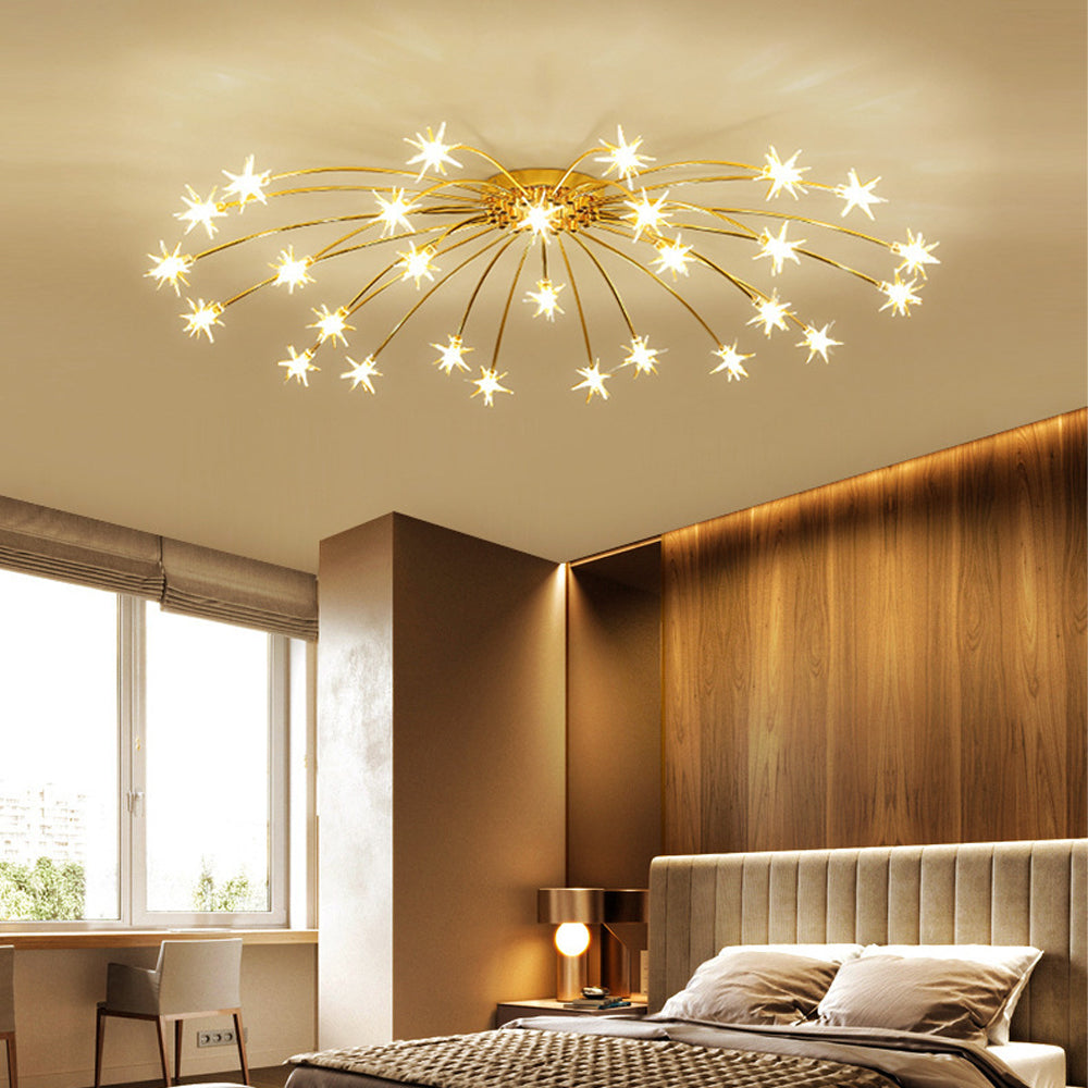 Ceiling Lamp Metal Glass 61.0 cm Semi Flush LED Living Room Dining Room Bedroom Modern Indoor Lighting Fixture | Thomler
